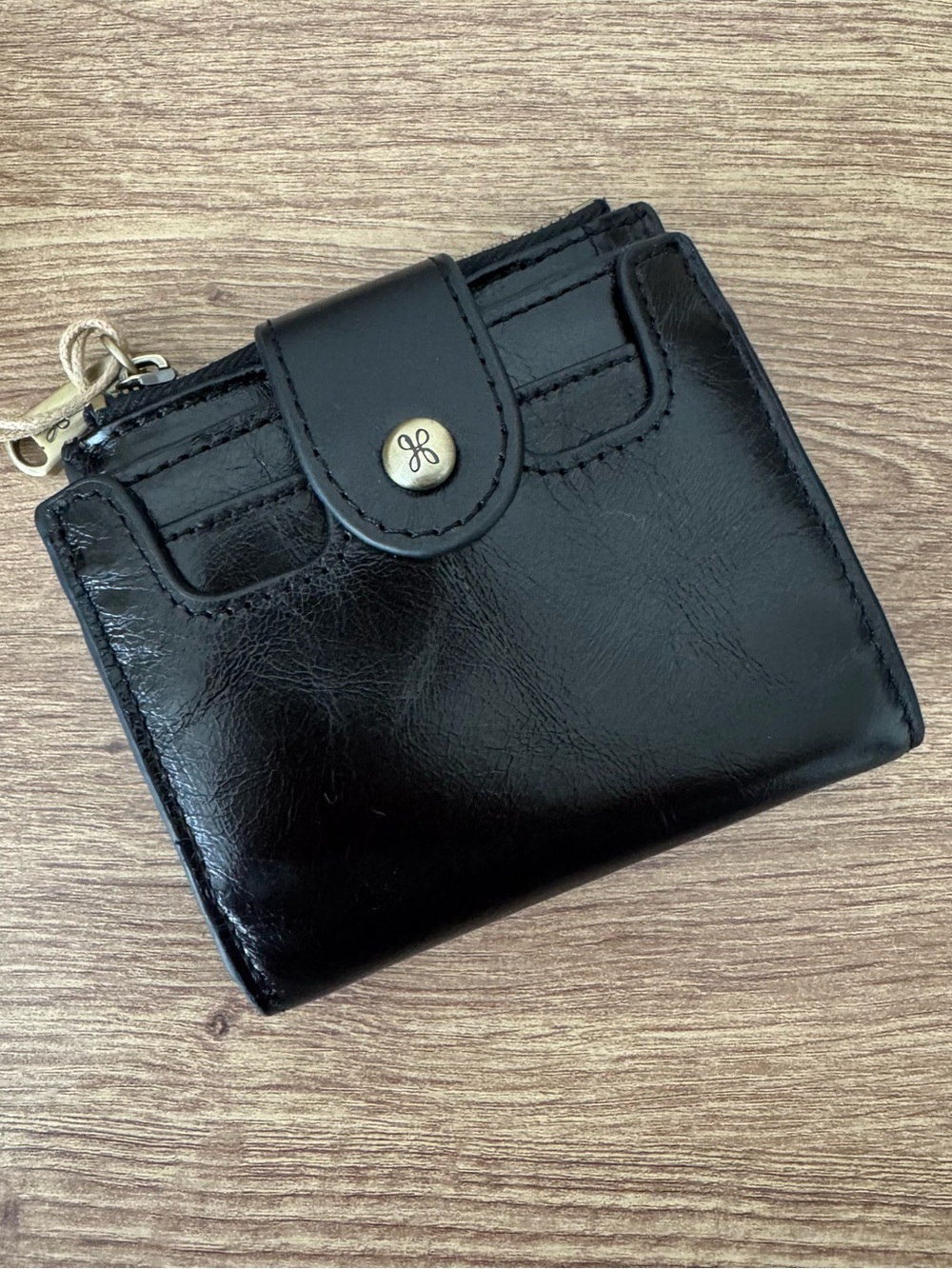 HOBO Dunn Mini Wallet Classic Leather Black Women's Compact Snap Closure NWT